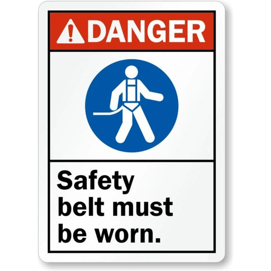 Safety Belt Be Worn Aluminum Sign — product artwork