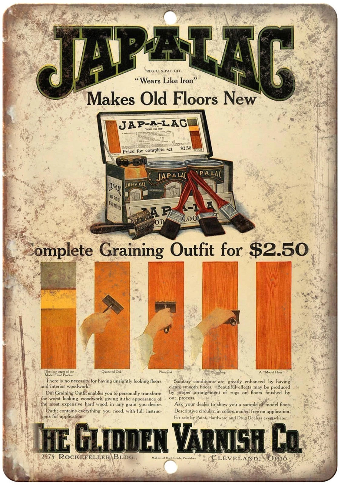 Jap a Lac Glidden Varnish Co Stain Reproduction Aluminum Sign — product artwork