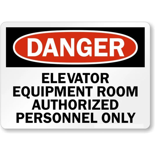 Elevator Equipment Room Danger Aluminum Sign — product artwork