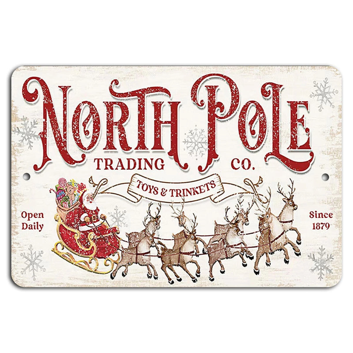 Vintage Christmas North Pole Trading Co Aluminum Sign — product artwork