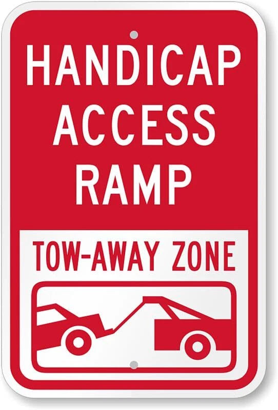 Handicap Access Ramp Tow Away Zone Aluminum Sign — product artwork