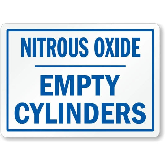 Nitrous Oxide Empty Cylinders Aluminum Sign — product artwork