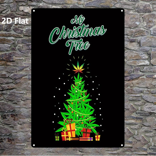 My Christmas Tree Marijuana Aluminum Sign — product artwork