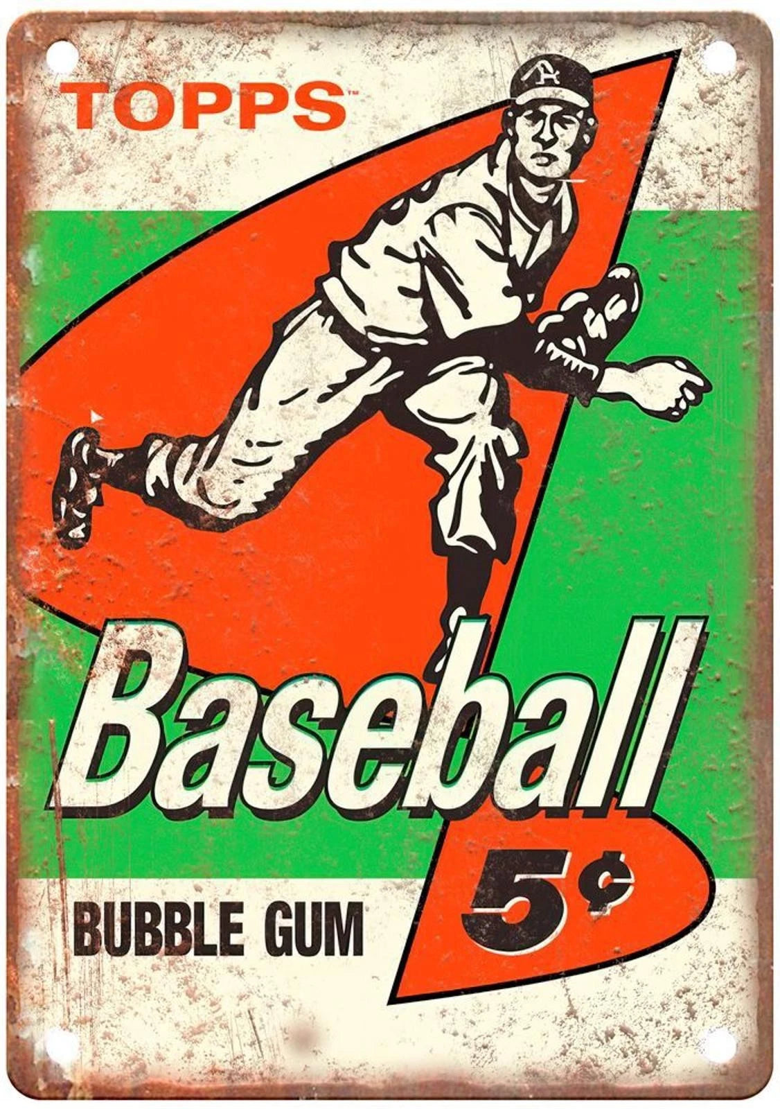 Topps Baseball 5 Cent Bubble Gum Vintage Aluminum Sign — product artwork