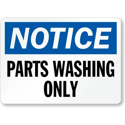 Parts Washing Only Notice Aluminum Sign — product artwork