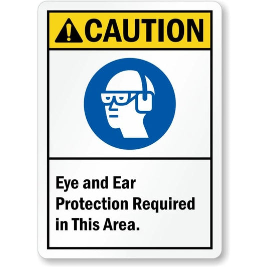 Eye Ear Protection Required Aluminum Sign — product artwork