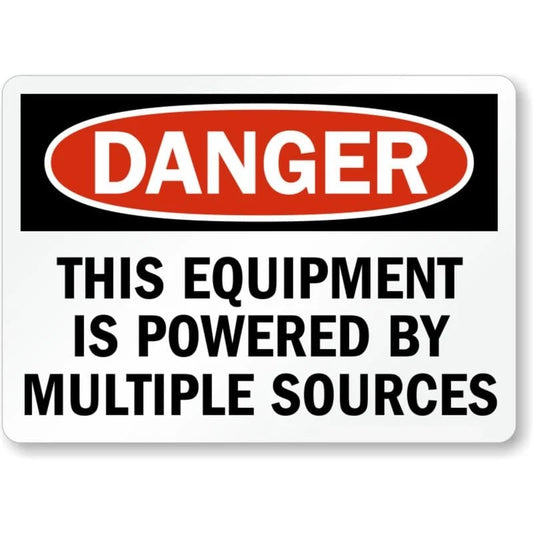 Danger Equipment Powered by Multiple Sources Aluminum Sign — product artwork