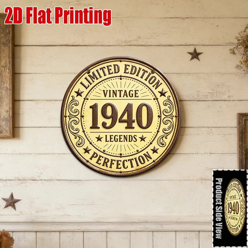 Vintage 1940 Limited Edition Round Aluminum Sign — product artwork