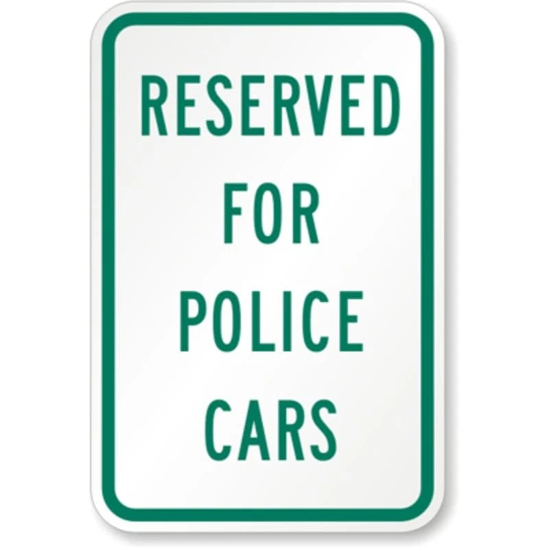 Police Cars Reserved Parking Aluminum Sign — product artwork