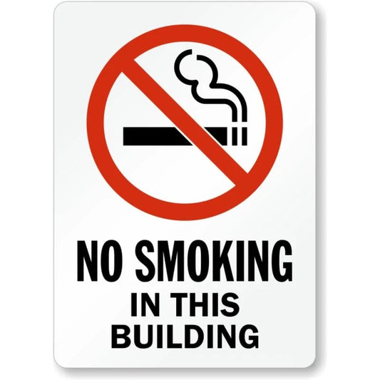 No Smoking in Building Aluminum Sign — product artwork