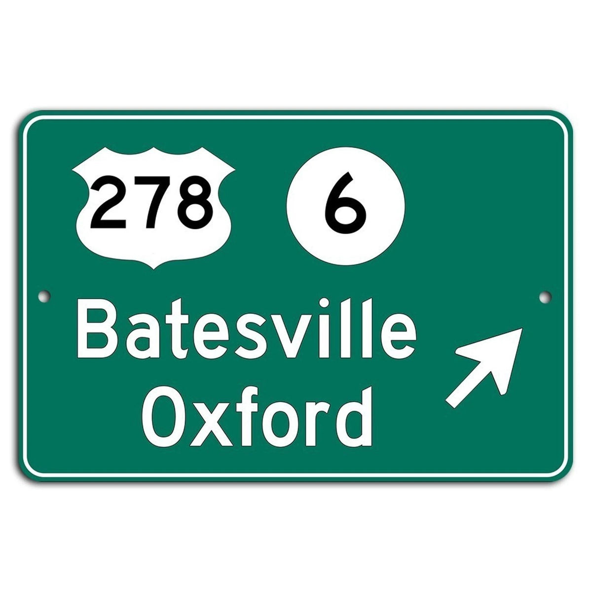 Highway Batesville Oxford Interstate 278 Rustic Aluminum Sign — product artwork