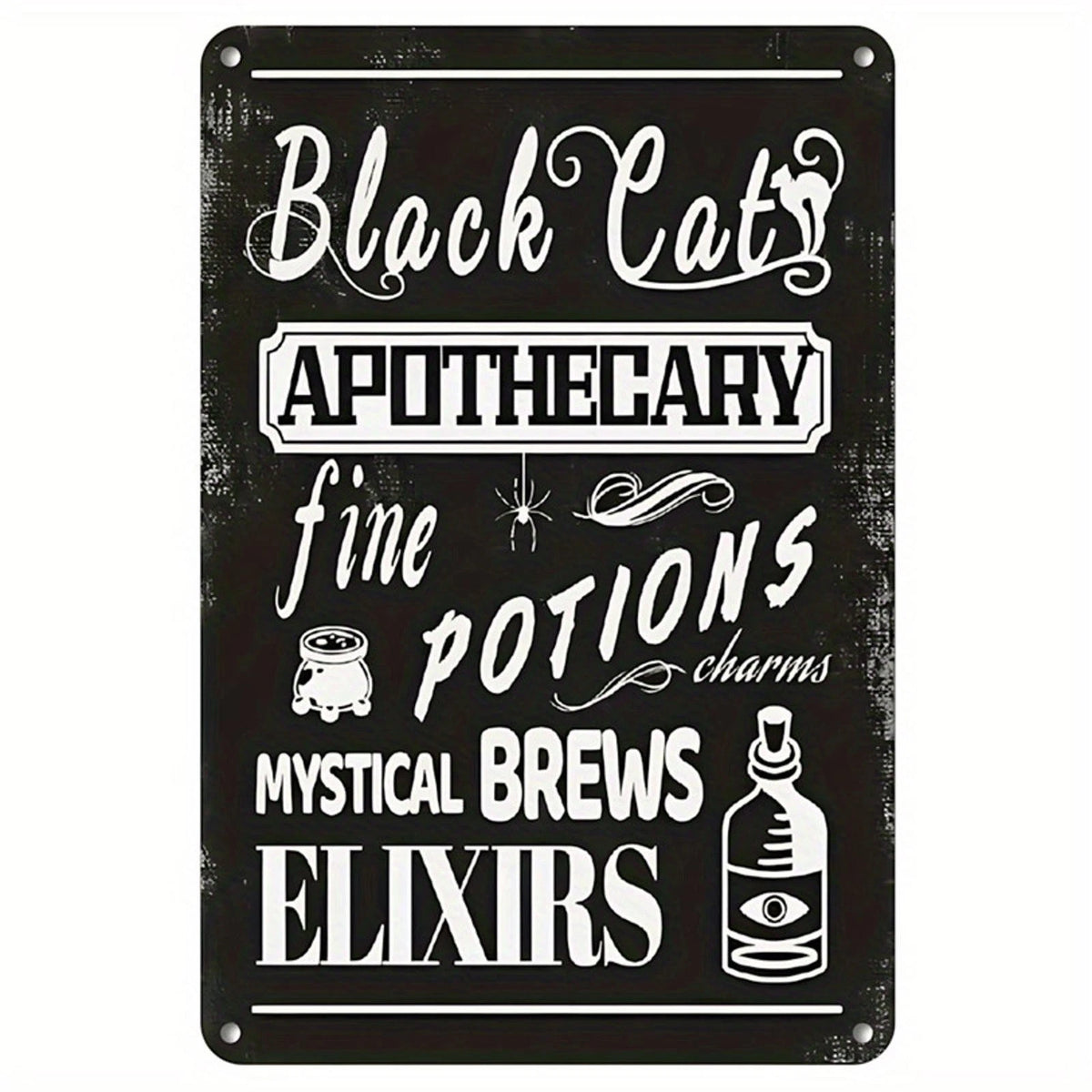 Wall Art Black Cat Apothecary Funny Aluminum Sign — product artwork