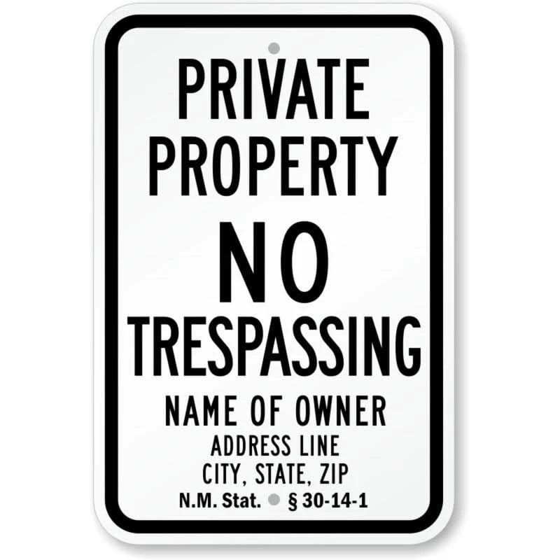 Nm No Trespassing Custom Aluminum Sign — product artwork