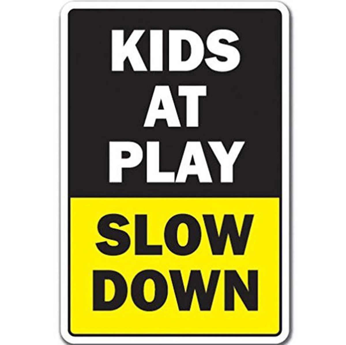 Novelty Sticker Tiger Kids at Play Slow Down Funny Aluminum Sign — product artwork