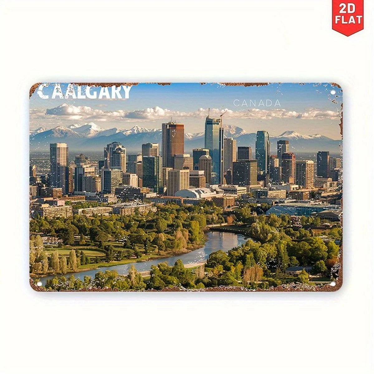 Calgary Skyline Funny Retro Farmhouse Aluminum Sign — product artwork