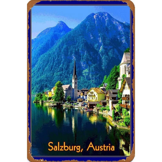 Vintage Austria Tin X12 Salzburg Sound Music Funny Aluminum Sign — product artwork