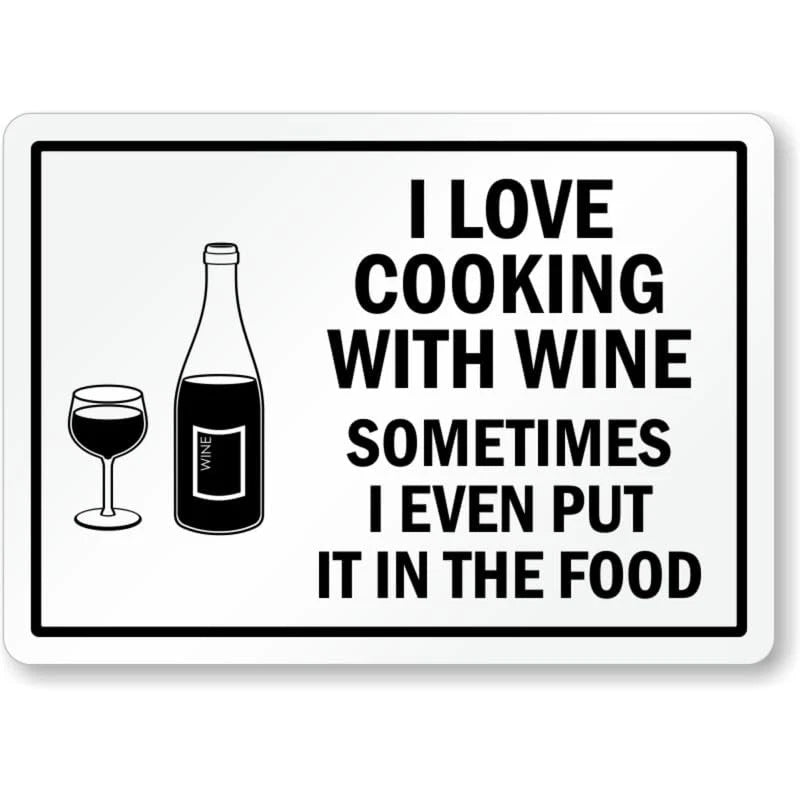 Love Cooking with Wine Aluminum Sign — product artwork