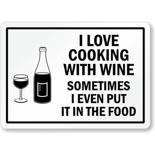 Love Cooking with Wine Aluminum Sign — product artwork