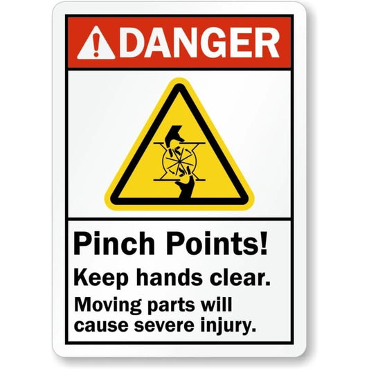 Hands Clear Pinch Points Aluminum Sign — product artwork