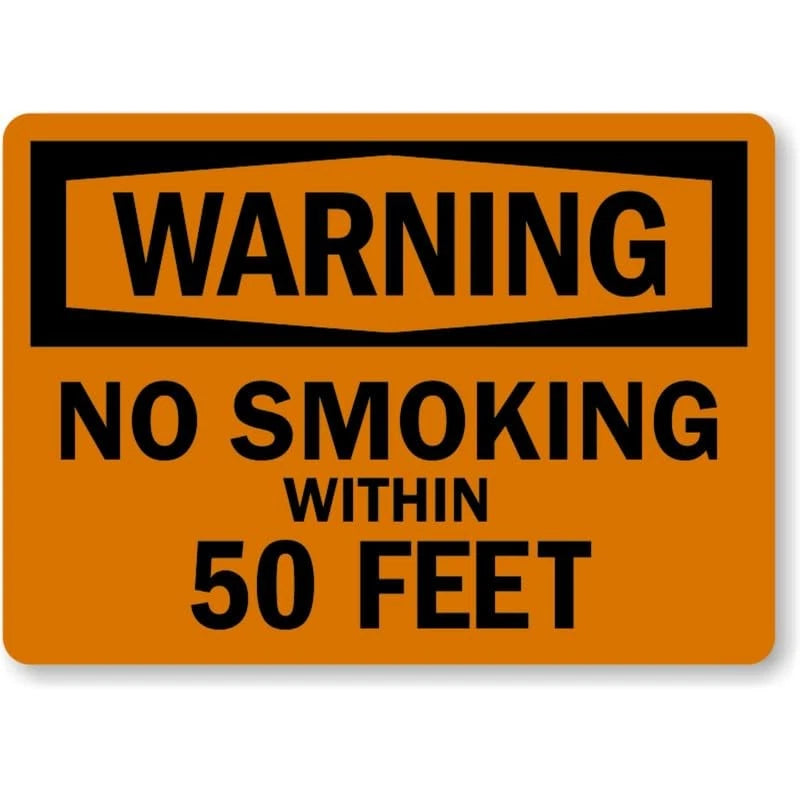 Warning No Smoking Within 50 Feet Aluminum Sign — product artwork