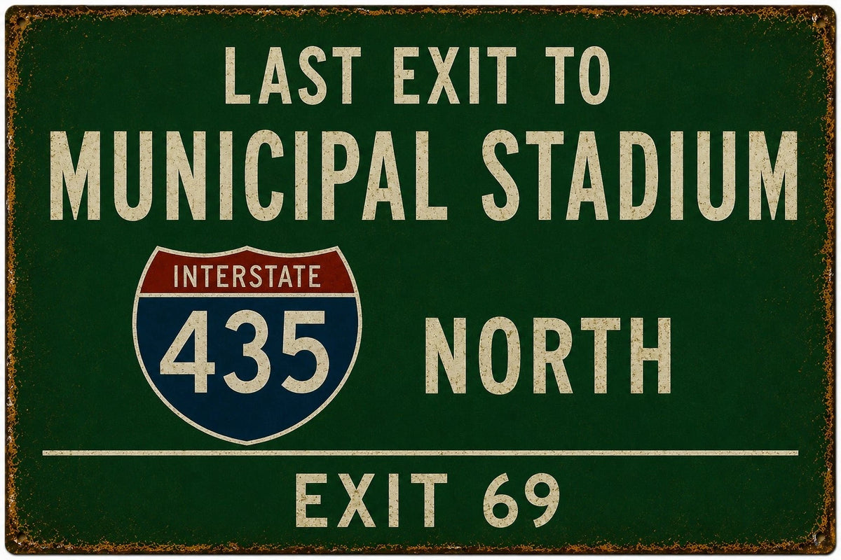 Last Exit to Municipal Stadium Aluminum Sign — product artwork