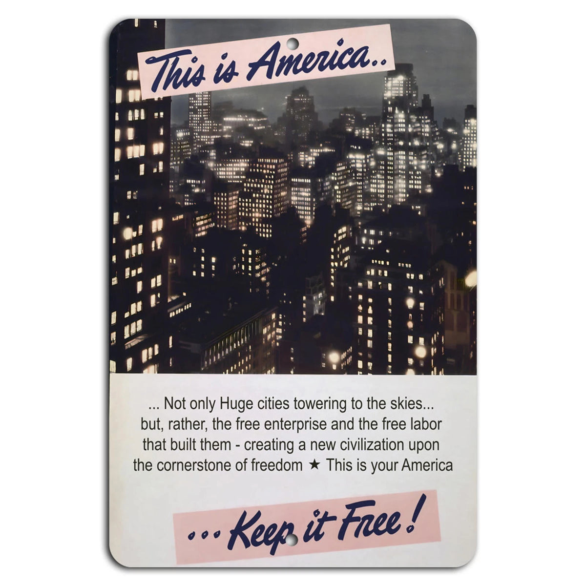 America Freedom Patriotic Vertical Aluminum Sign — product artwork