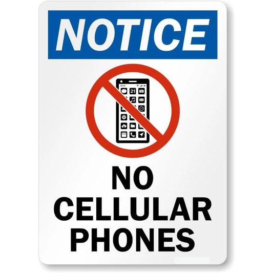 No Cellular Phones Notice Aluminum Sign — product artwork