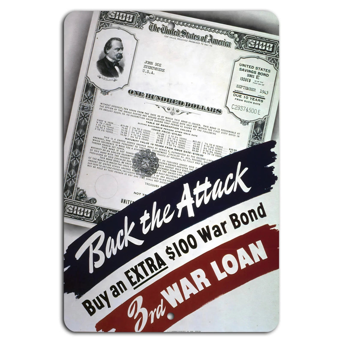 War Bond Vintage Patriotic Aluminum Sign — product artwork