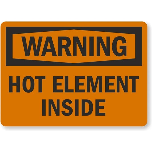 Hot Element Inside Warning Aluminum Sign — product artwork