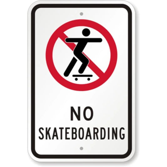 No Skateboarding Symbol Black Border Aluminum Sign — product artwork