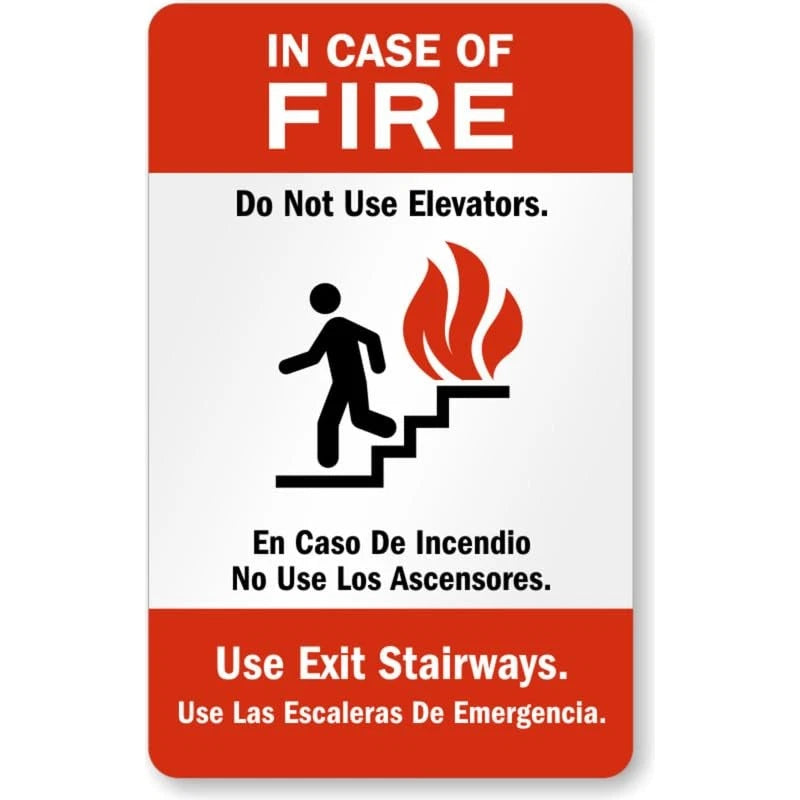 Bilingual Fire Use Exit Stairways Aluminum Sign — product artwork