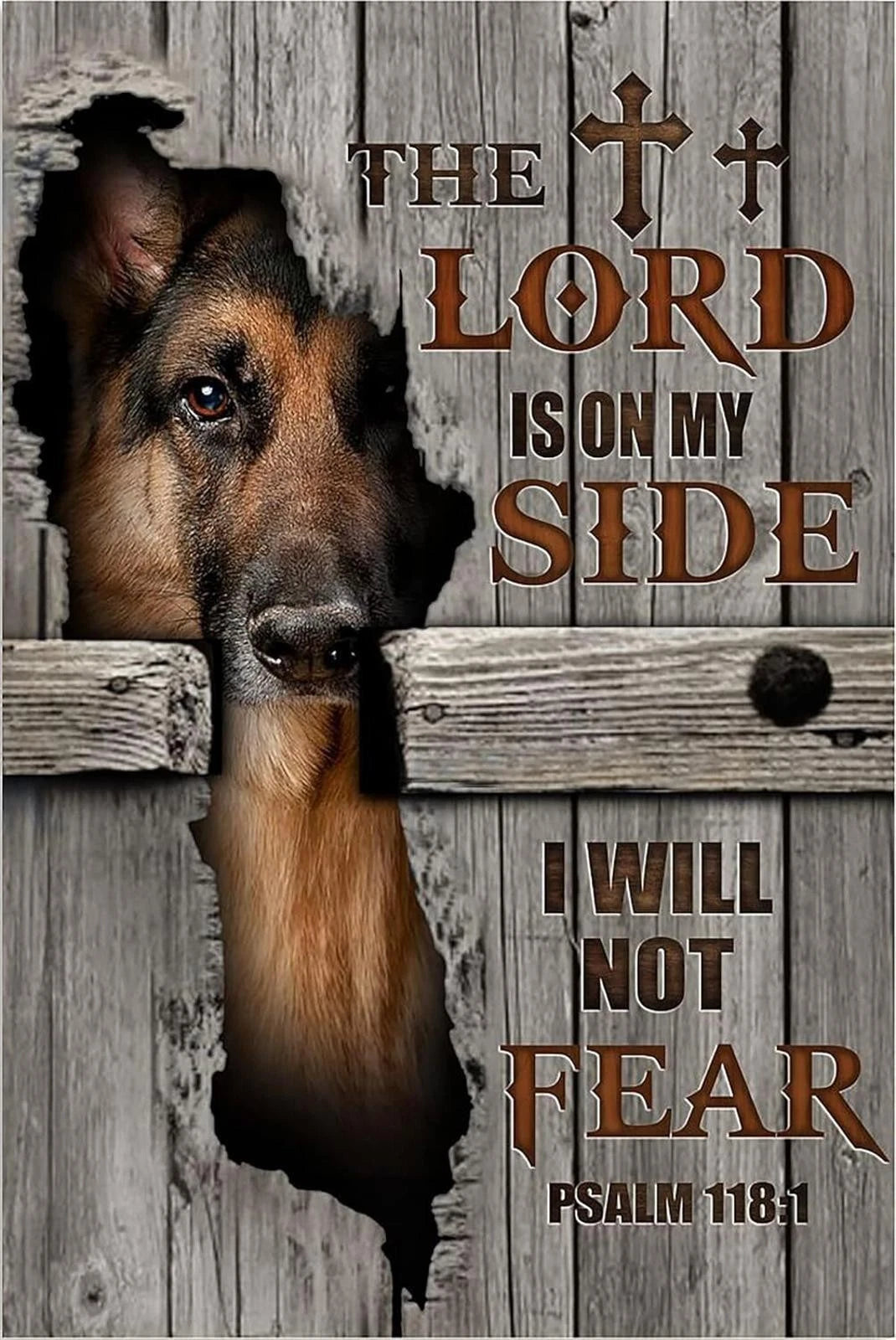 German Shepherd the Lord Is on My Side Aluminum Sign — product artwork