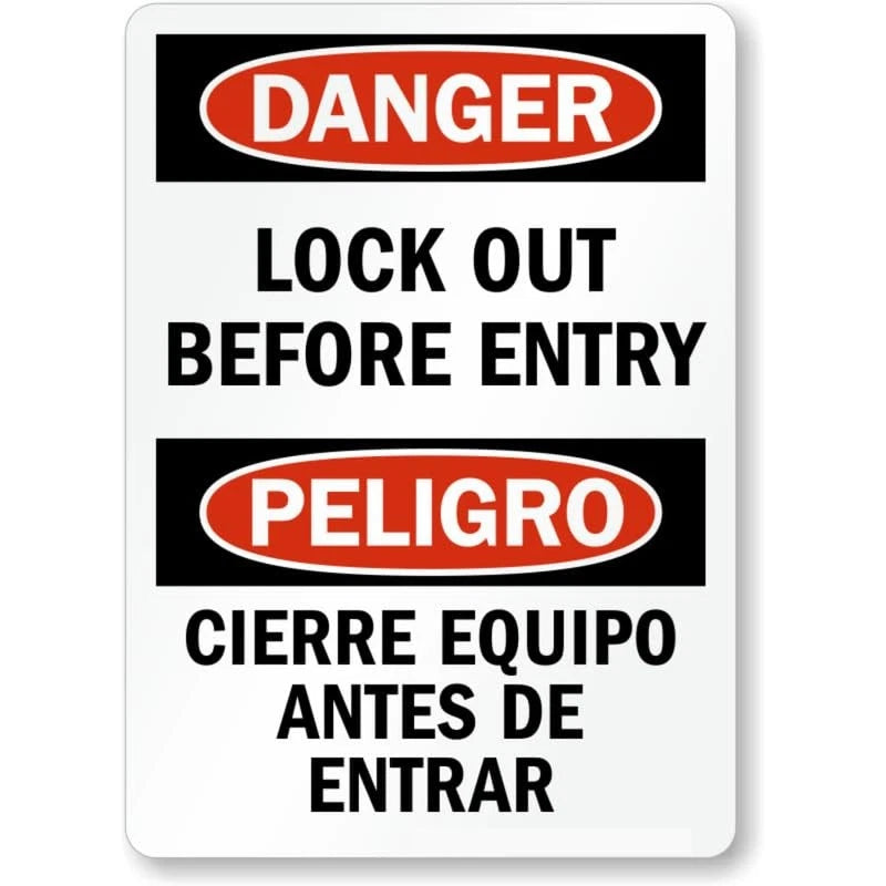 Danger Bilingual Safety Warning Aluminum Sign — product artwork