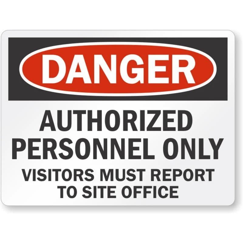 Danger Visitors Report to Site Office Aluminum Sign — product artwork