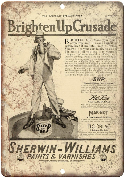 Sherwin-Williams Brighten Up Paints and Varnishes Vintage Aluminum Sign — product artwork