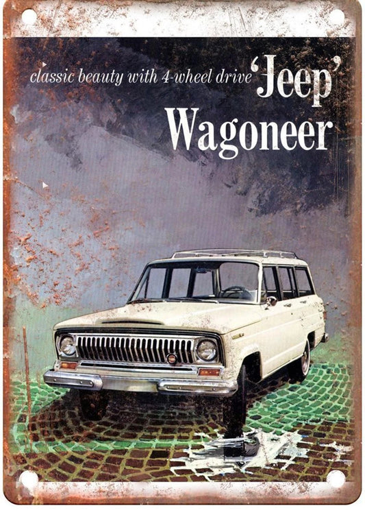 Jeep Wagoneer Vintage 1969 Ad Reproduction Aluminum Sign — product artwork