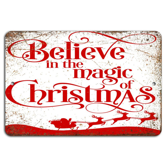 Believe in the Magic of Christmas Sleigh Aluminum Sign — product artwork
