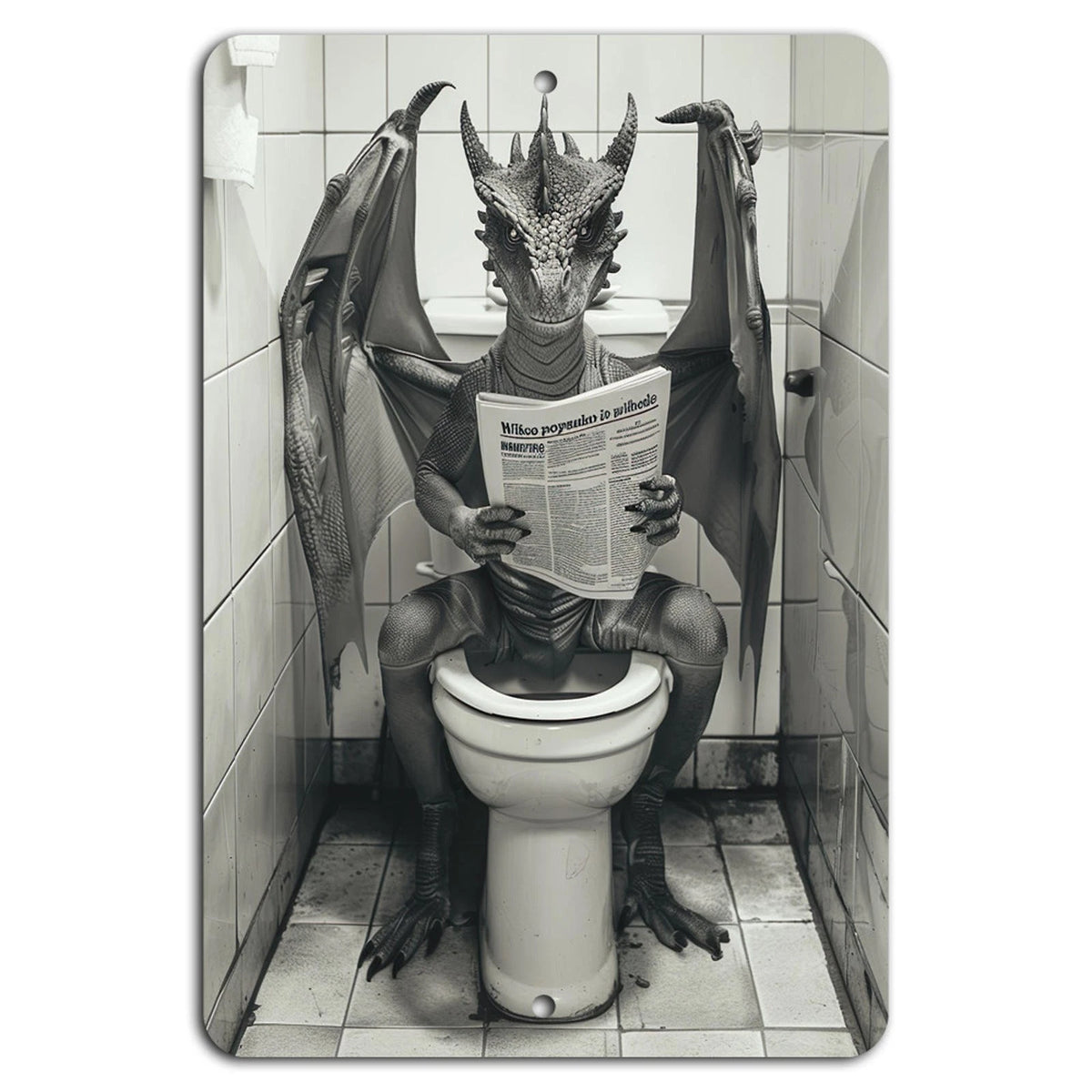 Dragon's Lair Funny Bathroom Aluminum Sign — product artwork
