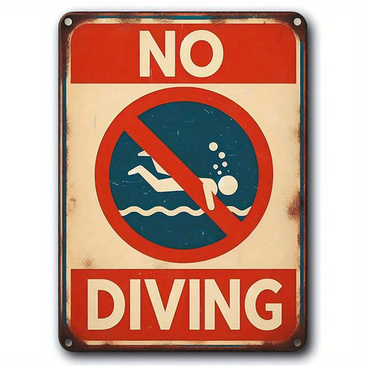 No Diving Funny Vintage Pool Safety Aluminum Sign — product artwork