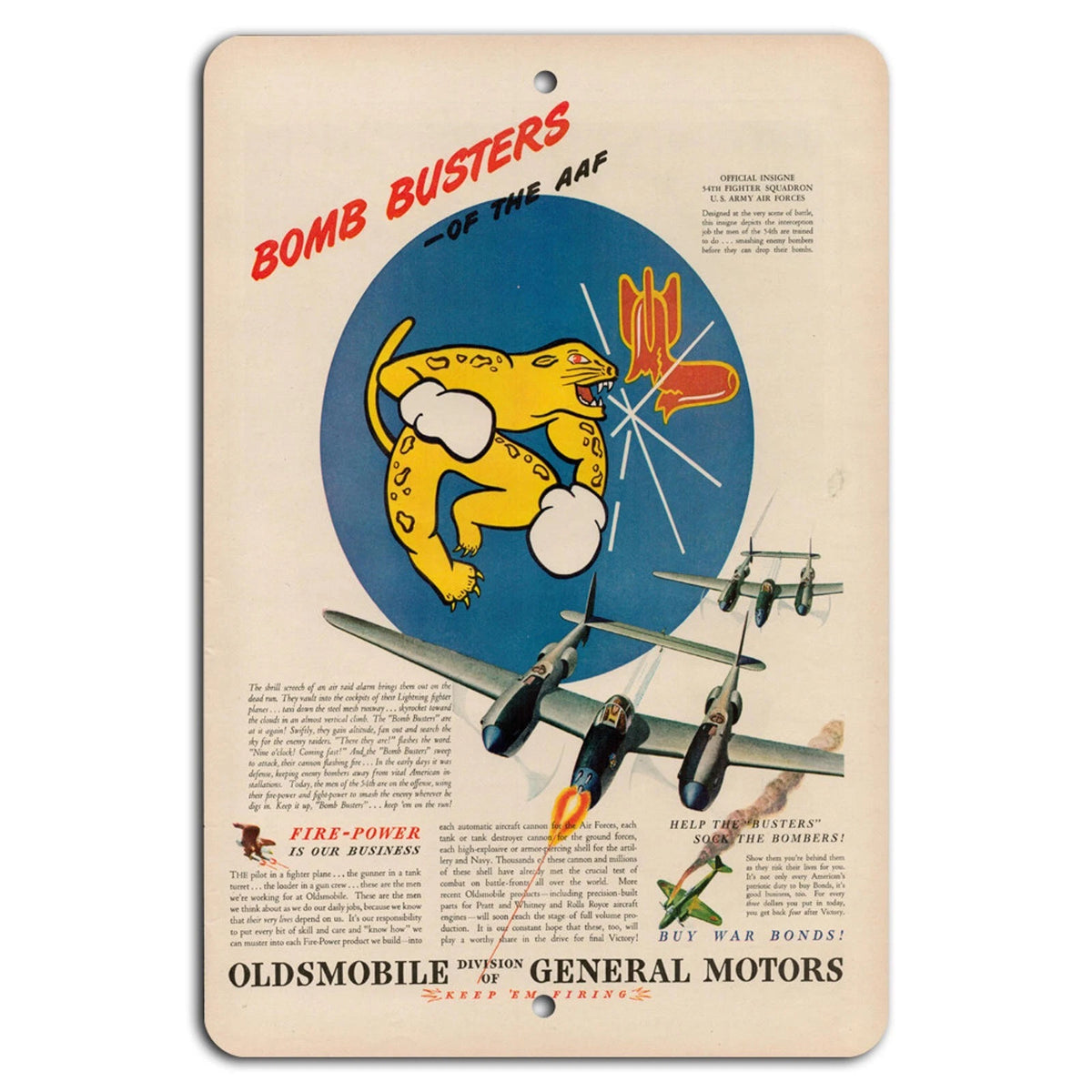 WWII Bomb Busters Vintage Aviation Art Aluminum Sign — product artwork