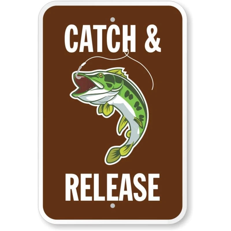 Fishing Catch Release Garden Aluminum Sign — product artwork