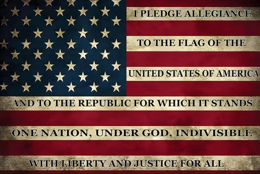 Pledge of Allegiance Weathered American Flag Aluminum Sign — product artwork
