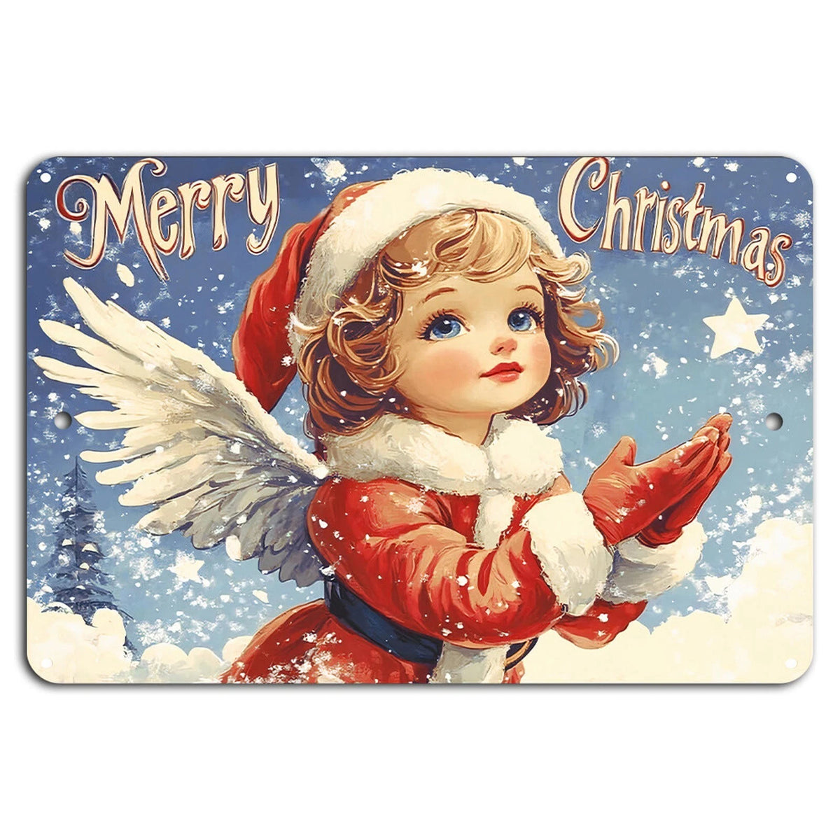 Christmas Angel Vintage Holiday Aluminum Sign — product artwork