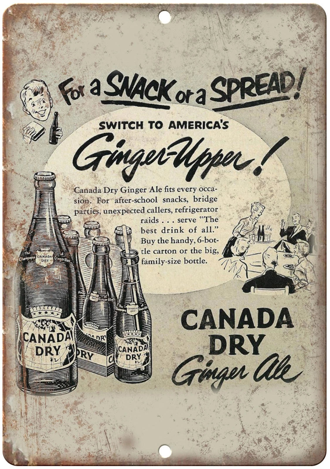 Ginger Ale Canada Dry Vintage Ad Funny Aluminum Sign — product artwork