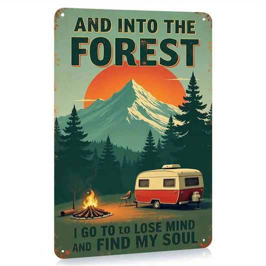 Camping Vintage Funny Forest Mountain Aluminum Sign — product artwork