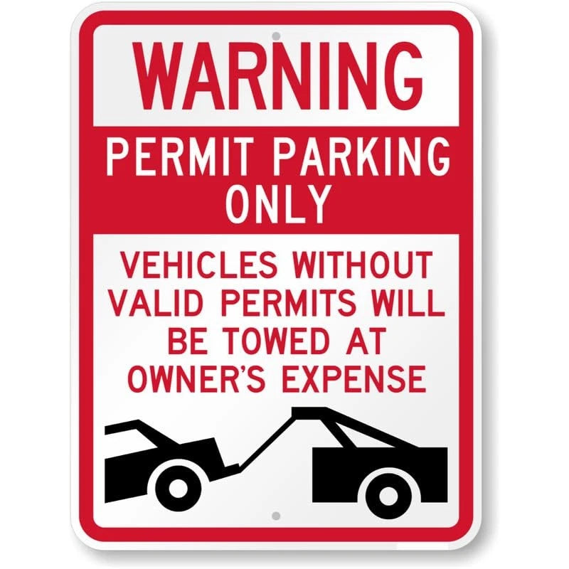 Permit Parking Tow Away Aluminum Sign — product artwork