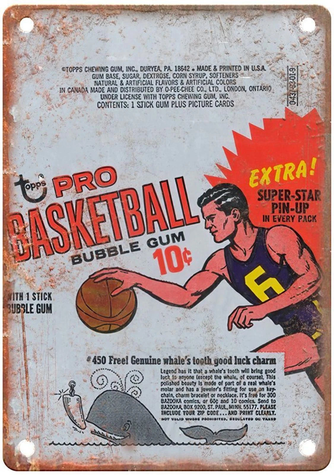 Pro Basketball Bubble Gum Aluminum Sign — product artwork
