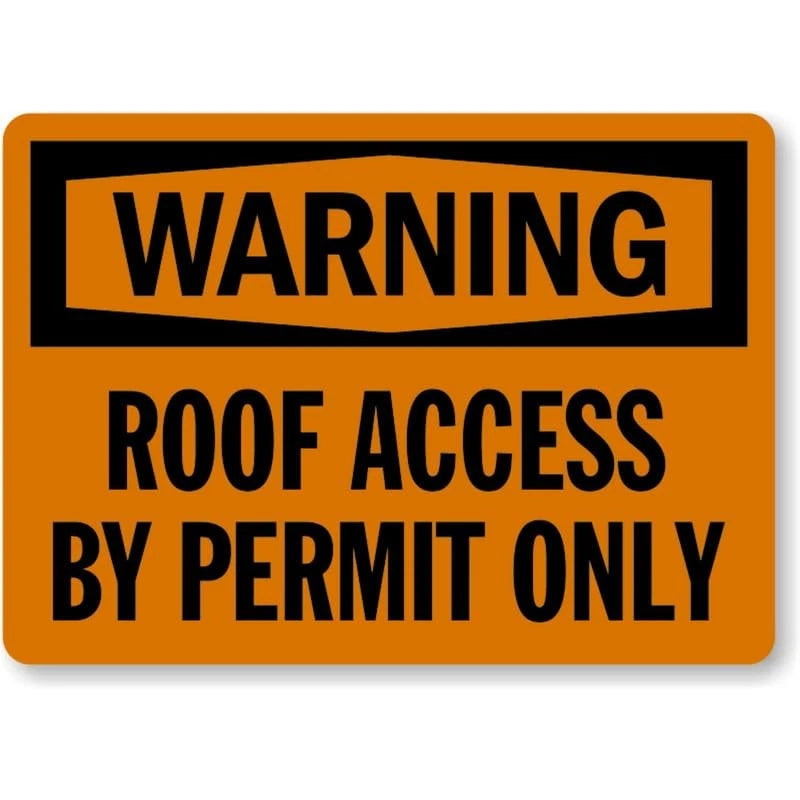 Roof Access by Permit Aluminum Sign — product artwork