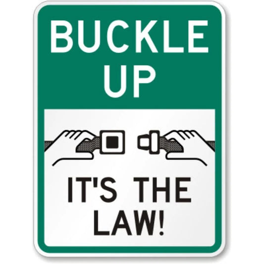 Buckle Up Safety Aluminum Sign — product artwork