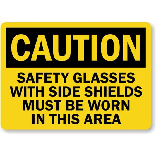 Safety Glasses Require Caution Aluminum Sign — product artwork